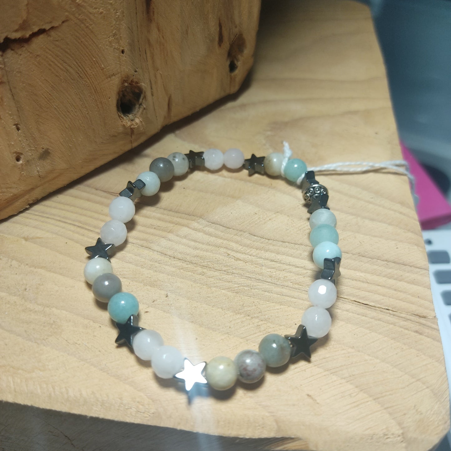 Amazonite , quartz rose et hématite étoile