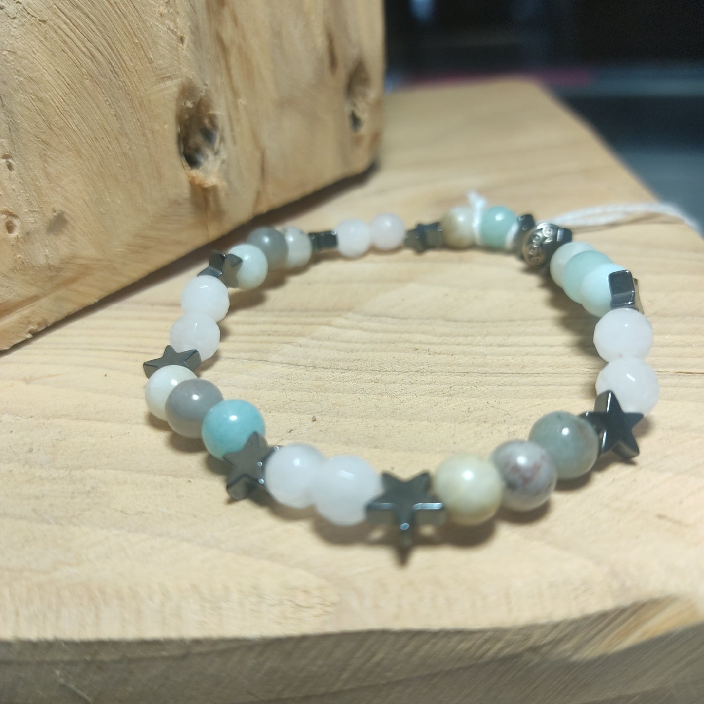 Amazonite , quartz rose et hématite étoile