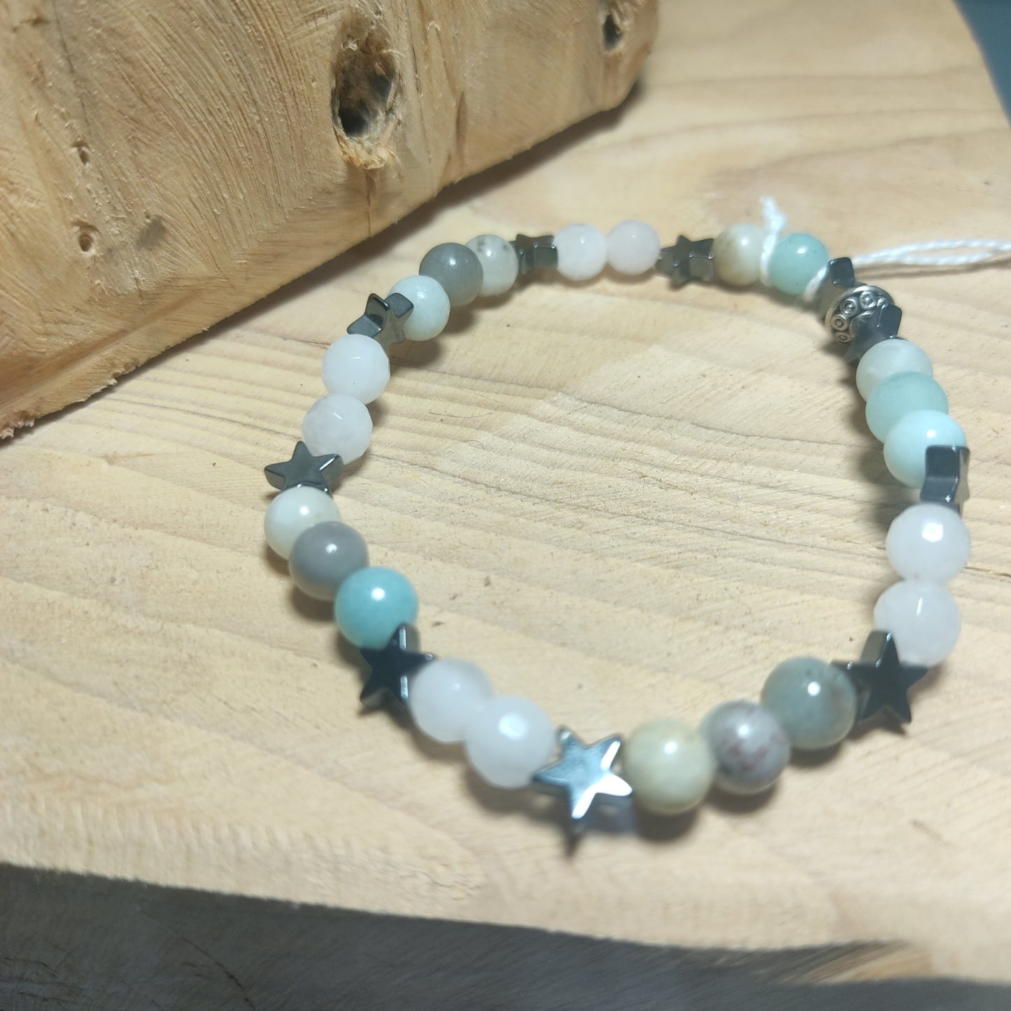 Amazonite , quartz rose et hématite étoile