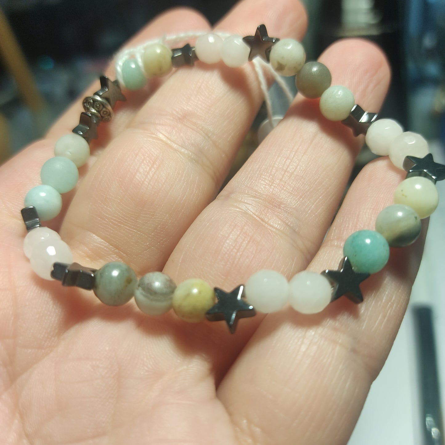 Amazonite , quartz rose et hématite étoile